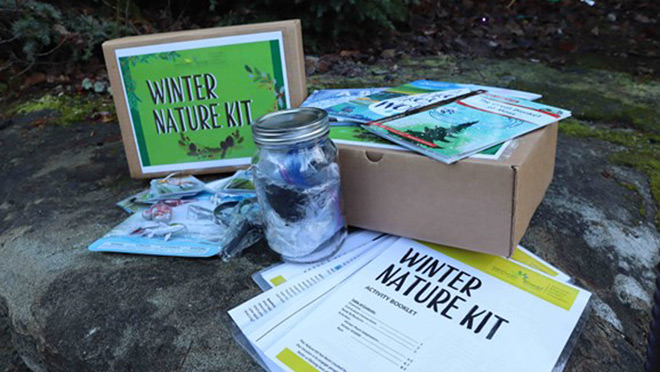 The winter nature kit prepared by the Vancouver Botanical Gardens Association