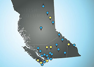Map showing the location of BC Hydro's capital projects Map showing the location of BC Hydro's capital projects