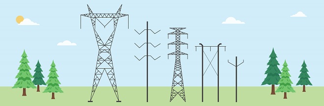 Three types of planting zones for distribution lines Three types of planting zones for distribution lines
