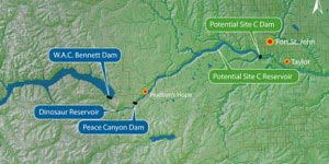 Site C map and the surrounding area