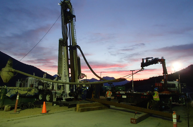 Pictured below: Drilling operation at sundown.