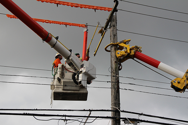BC Hydro crews working on annual pole replacement