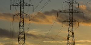 Transmission lines at dusk