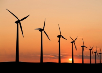 Wind turbines sunset