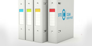 White binders holding Site C reports