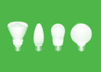 Set of four compact fluorescent lightbulbs in different shapes and sizes Set of four compact fluorescent lightbulbs in different shapes and sizes