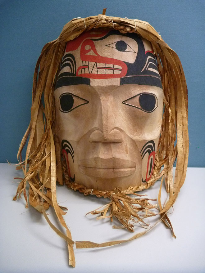 Haisla Nation mask presented to BC Hydro as recognition of power restoration work.