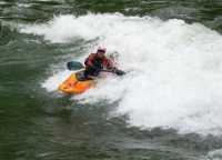 Karla Robinson kayaking down the Puntledge River