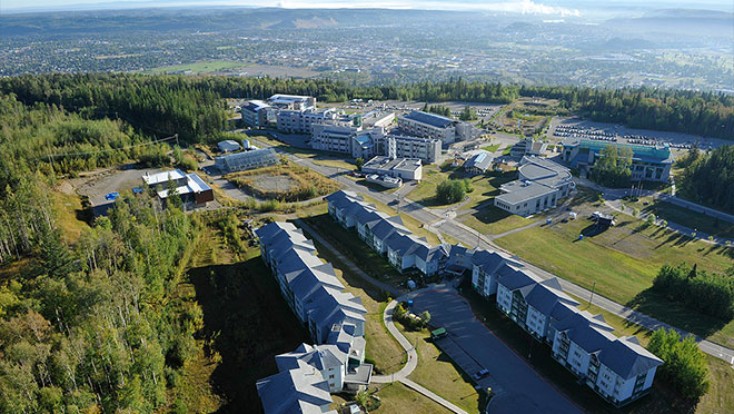 Image of an aerial view of the UNBC campus