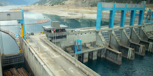 Spillway gates at Hugh Keenleyside Dam in Castlegar