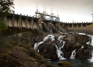 John Hart Dam with waterfalls John Hart Dam with waterfalls
