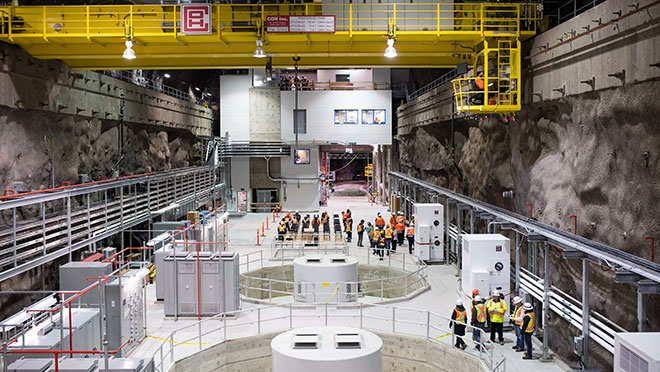 Image of the underground powerhouse at the John Hart Generating Station