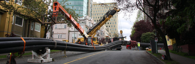 Pipe pull down - Vancouver City Central Transmission Project Pipe pull down - Vancouver City Central Transmission Project