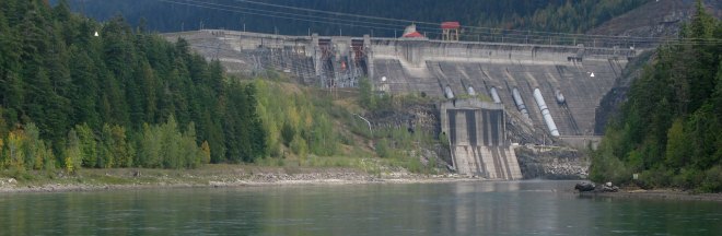 Revelstoke Dam from downstream wide