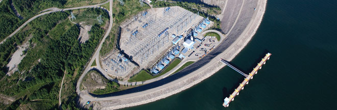 Aerial view of the WAC Bennett – Williston Reservoir