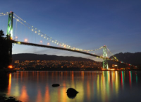 Lions Gate bridge lit up at night with leds Lions Gate bridge lit up at night with leds