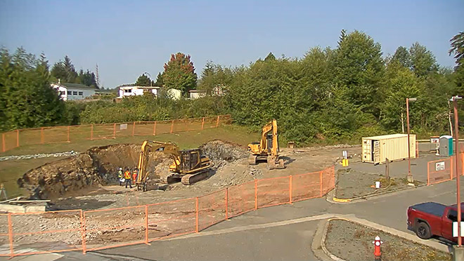 Excavation at the new mobile CT site in Port Hardy, B.C.