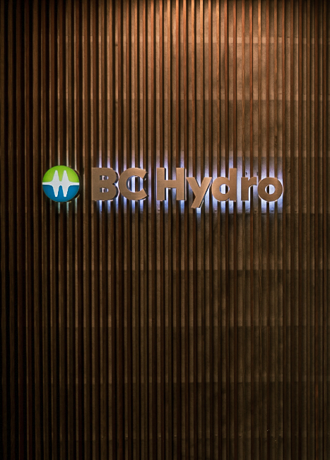 BC Hydro company logo on a wall