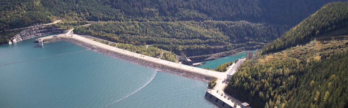 Mica Dam from Kinbasket Lake Reservoir