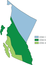 Map of B.C. climate zones