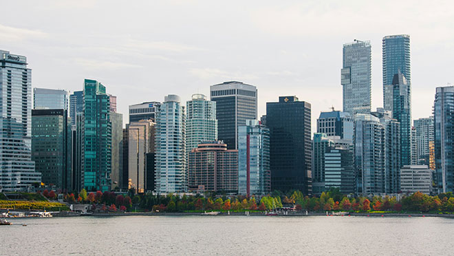Skyline of Downtown Vancouver's Coal Harbour