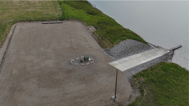 Arial view of the Halfway River boat launch.