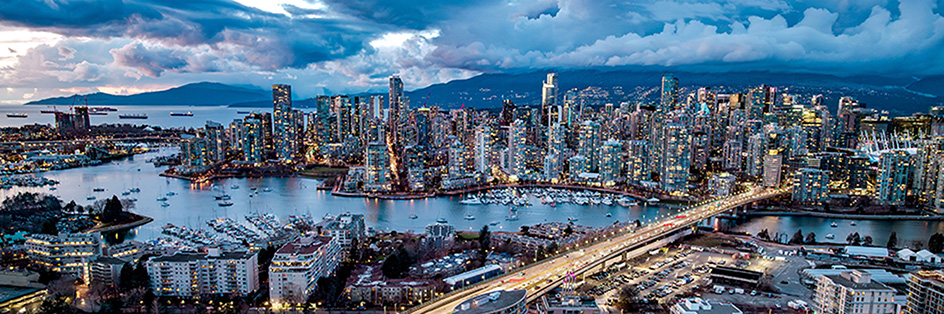 Vancouver skyline at night