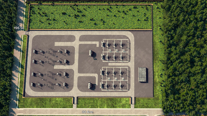 Aerial view of the proposed Brookswood Substation Phase 1.