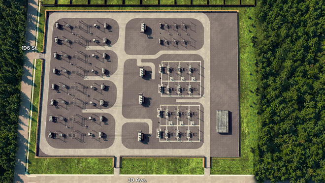 Aerial view of the proposed Brookswood Substation Phase 2.