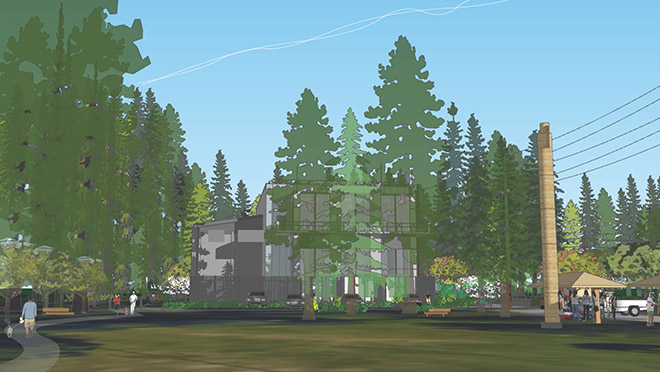 Illustration showing the Capilano substation field and welcome pole