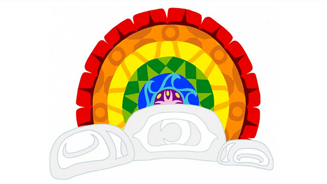 Image of the Coast Salish two-spirit Pride symbol by Mack Paul Image of the Coast Salish two-spirit Pride symbol by Mack Paul