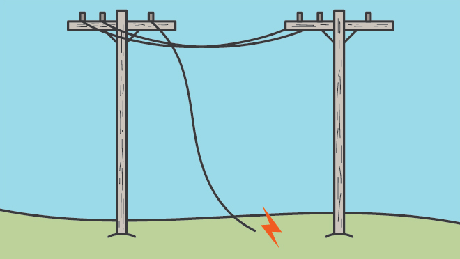 Illustration showing downed power line