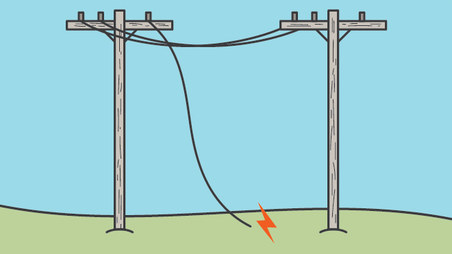 Illustration showing downed power line Illustration showing downed power line