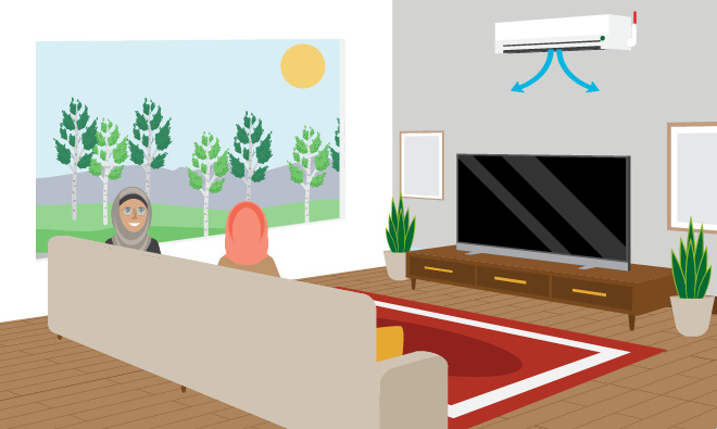 Illustration showing the Heat Pump's cooling design Illustration showing the Heat Pump's cooling design