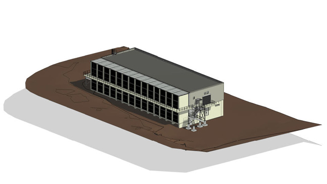 Rendering of the gas-insulated switchgear building.