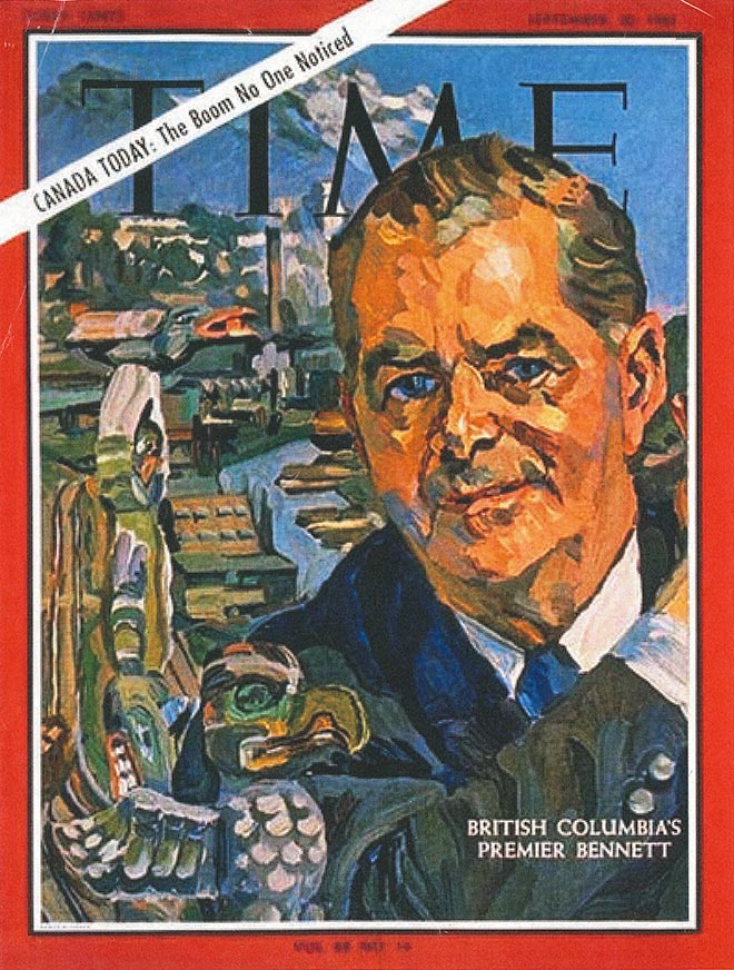 Image of historic Time Magazine cover featuring Premier W.A.C. Bennett Image of historic Time Magazine cover featuring Premier W.A.C. Bennett