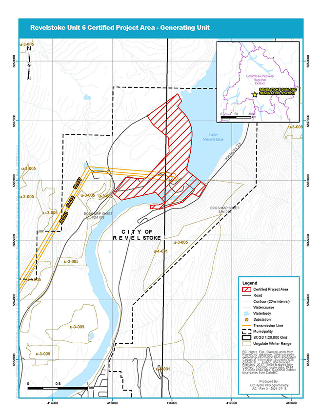 Revelstoke 6 Generating Station Detailed Map