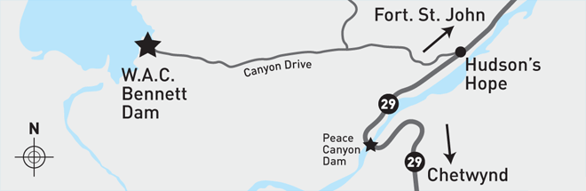 WAC Bennet Dam and Peace Canyon Dam Map WAC Bennet Dam and Peace Canyon Dam Map