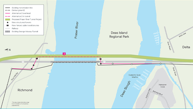 George Massey Tunnel transmission project map