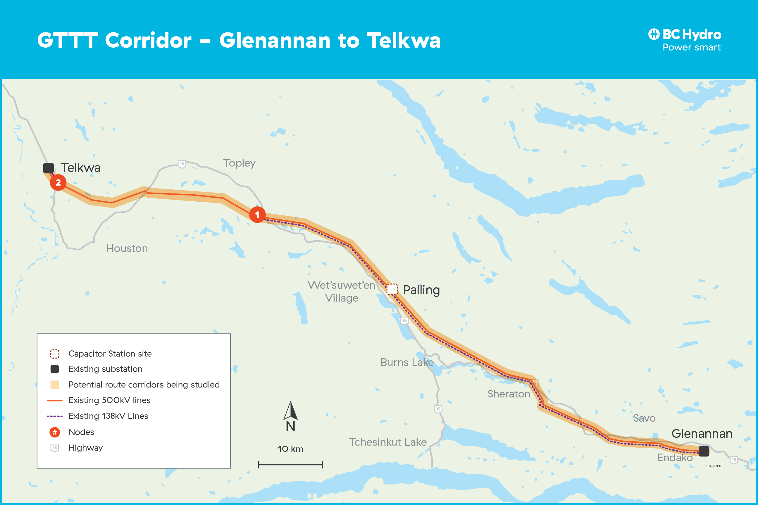 Glenannan Substation to Telkwa Substation project map