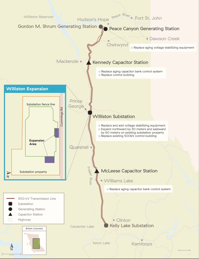 Peace to Kelly Lake Project / Peace to Kelly Lake Stations renewal project map