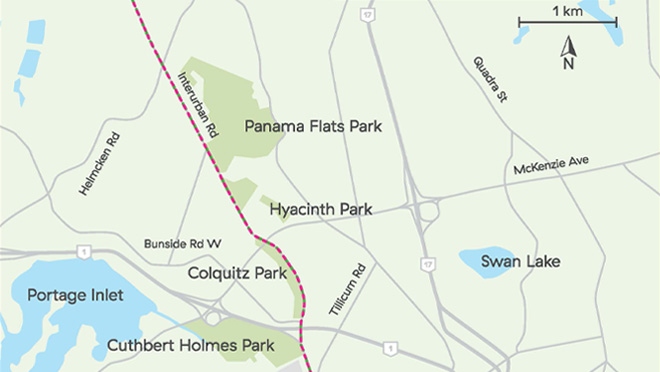 Victoria to Saanich cable replacement project map