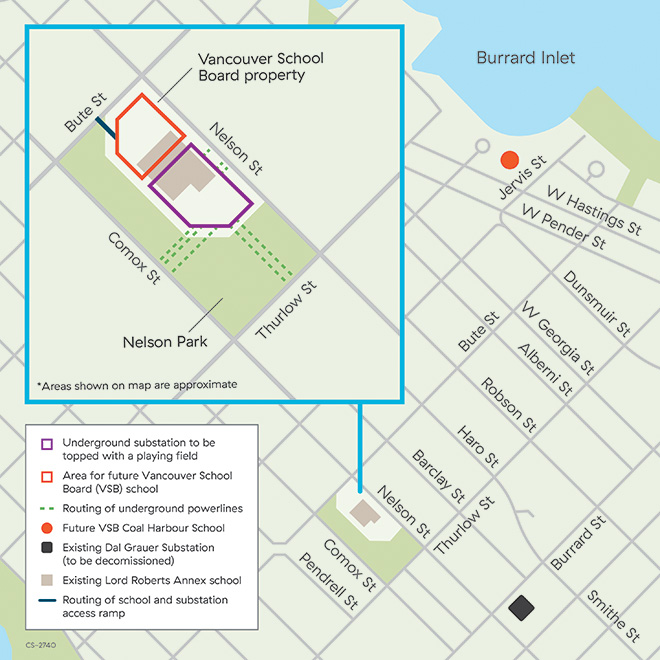 Map of details involving the West End Substation Project