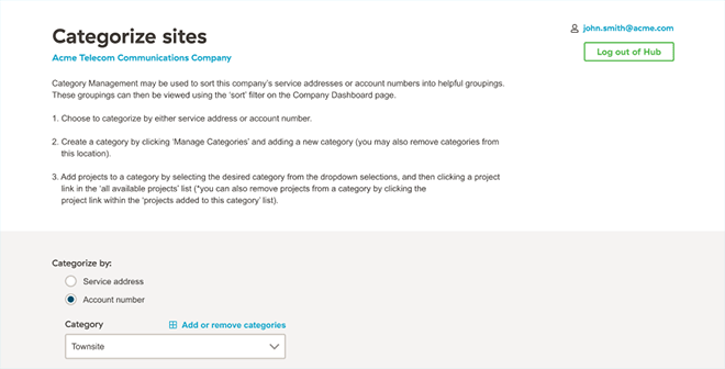 Screenshot of the categorize site dialogue in the SEM Hub