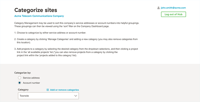 Screenshot of the categorize site dialogue in the SEM Hub Screenshot of the categorize site dialogue in the SEM Hub