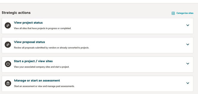 Image showing the Strategic Energy Management Hub landing page options