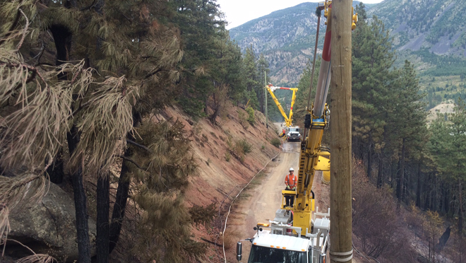 BC Hydro crews restoration efforts during BC wildfires Summer 2017         