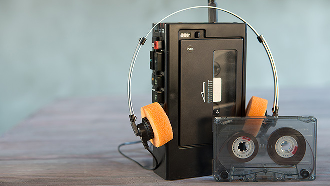Retro portable cassette music player