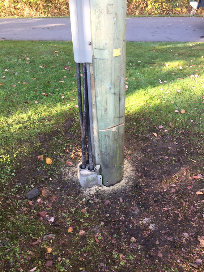 Damaged power pole in Port Coquitlam