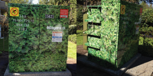 Decorative wraps on BC Hydro kiosks